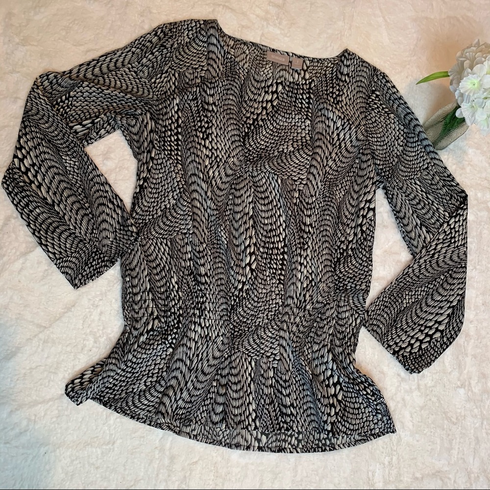 Chico’s Peplum Long Sleeve Lightweight Blouse Sz 1